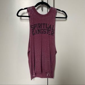 SPIRITUAL GANGSTER Sangria Varsity Graphic Muscle Tank, Size XS